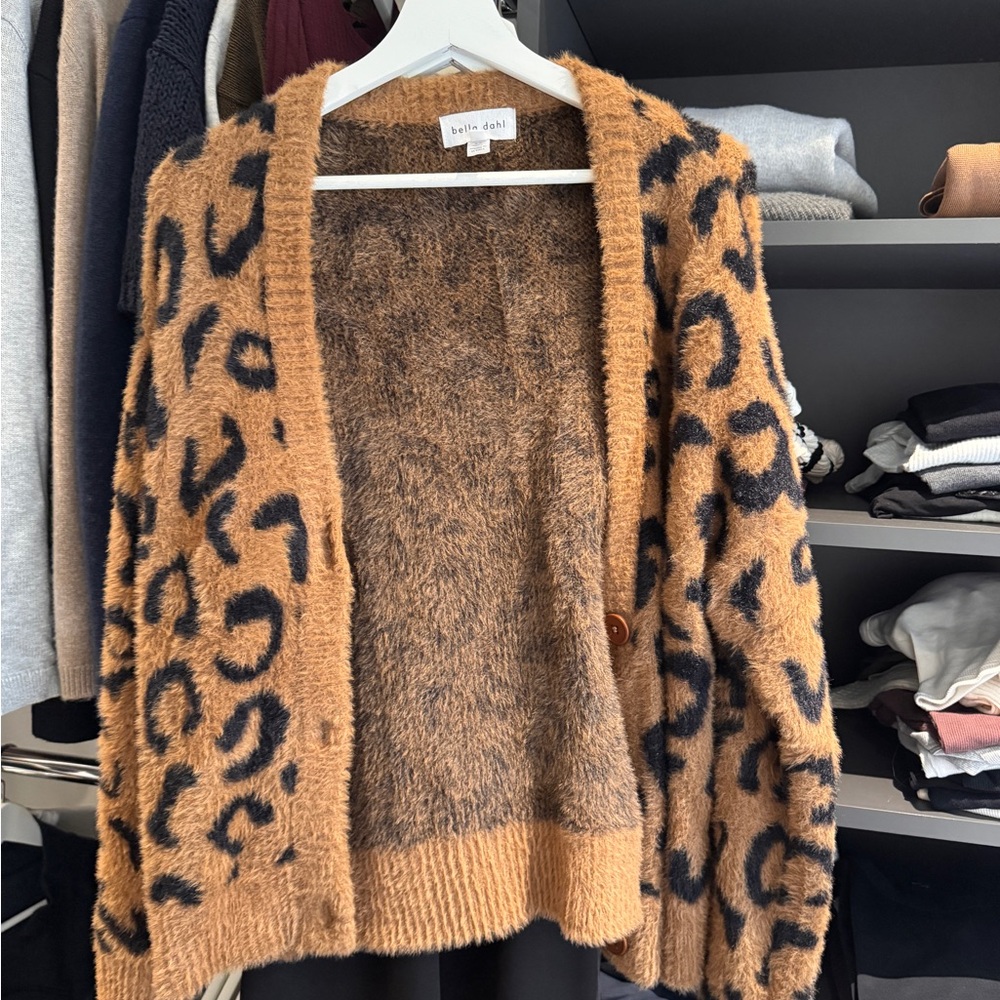 Bella Dahl Animal Print Cardigan in Brown and Black